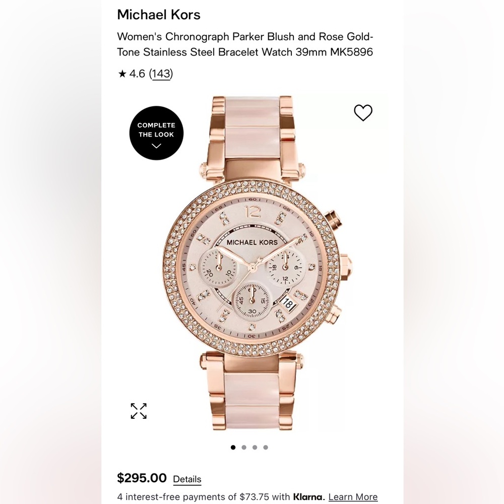 Michael Kors Women’s Chronograph Parker Blush and Rose Gold Tone Stainless Steel